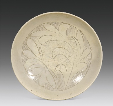 宋  磁州窑刻花花卉纹盘拍卖价格