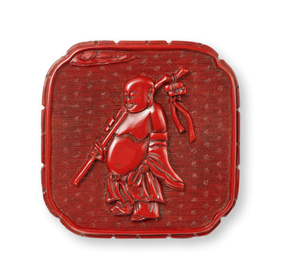 明  剔红布袋和尚倭角香盒拍卖价格