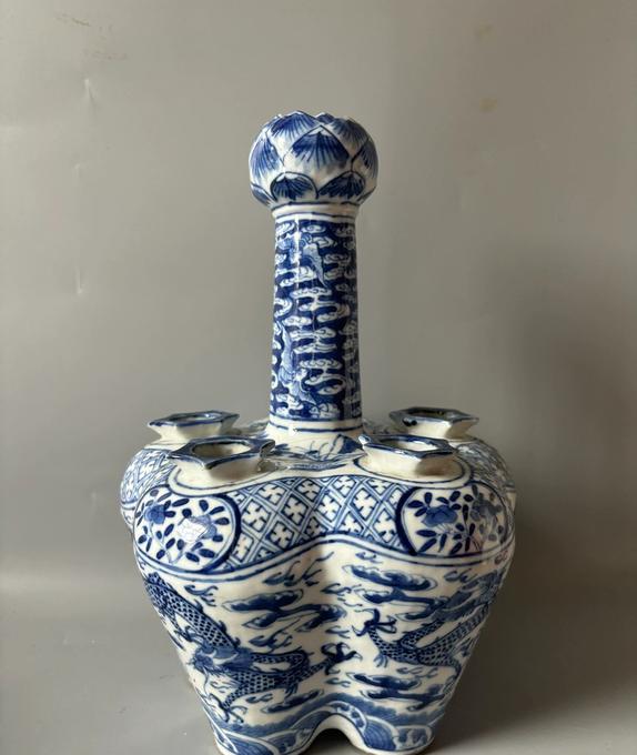 清中期龙纹青花五孔花插鉴定结果2024年11月14日-唐珍收藏